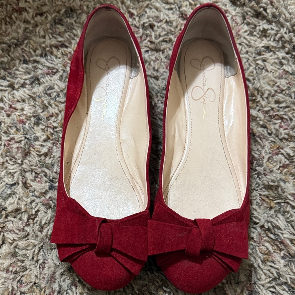 Jessica Simpson Burgundy Bow Flats